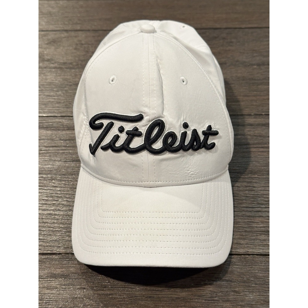 Titleist ProV1 Golf Hat Cap White Adjustable Strapback FJ FootJoy Logo Embroider